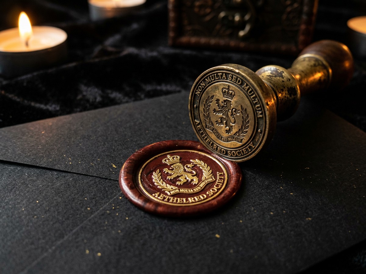 A private society wax seal and crest